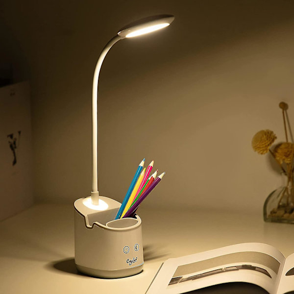 Skrivebordslampe for barn 3 lysmoduser USB oppladbar 1800mAh Li-batteri leselampe med nattlys