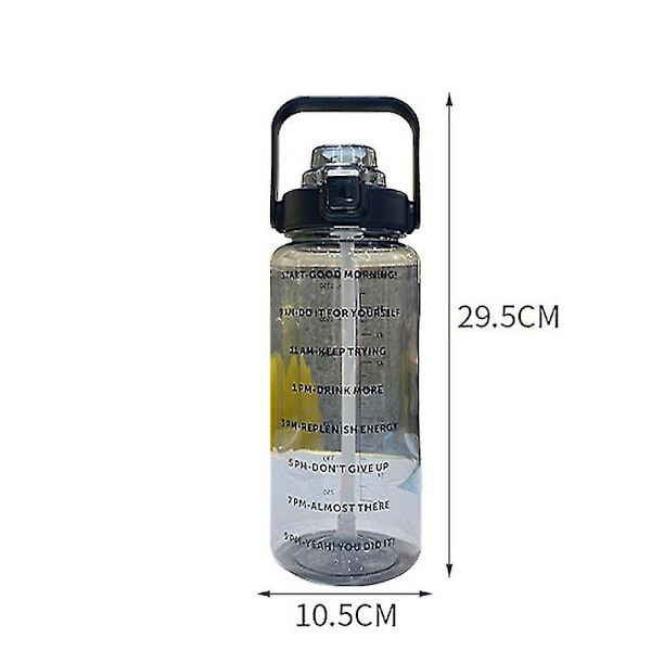 Renfärgad transparent 2l stor kapacitet halv gallon plast rymdkopp fitness utomhus sport vattenflaska (rosa)