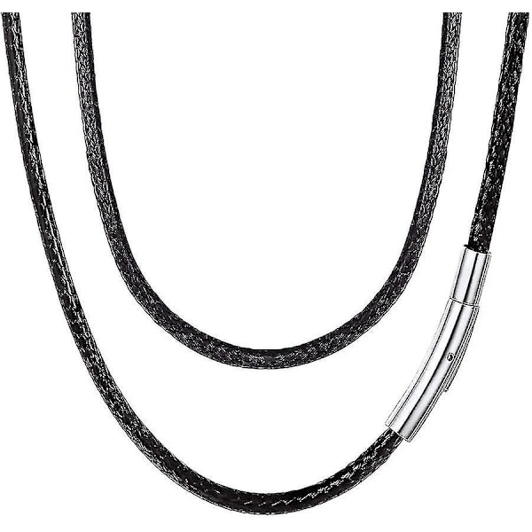 Musta nahkainen kaulakorunauha miehille ja naisille. 3mmx60cm vahattu naruketju magneetilla