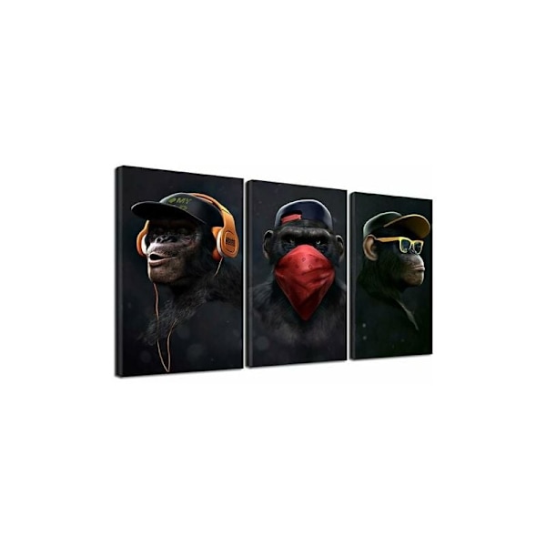 Smart Monkey Mönster Canvas Väggbild Vardagsrum Canvas Tryck Modern Inredning 30x50cm 3 Panel Oinramad Målad Kärna