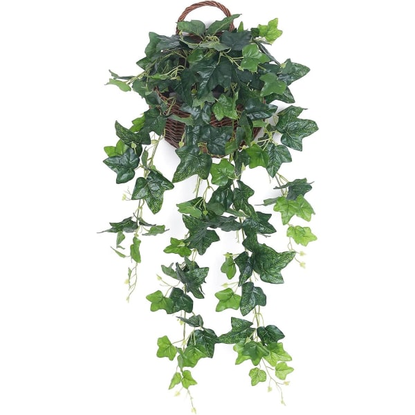 Kunstige hængende planter Ivy Vine falske blade Greeny kæde væg hjem værelse have bryllup guirlande (1 stk, ingen kurv)