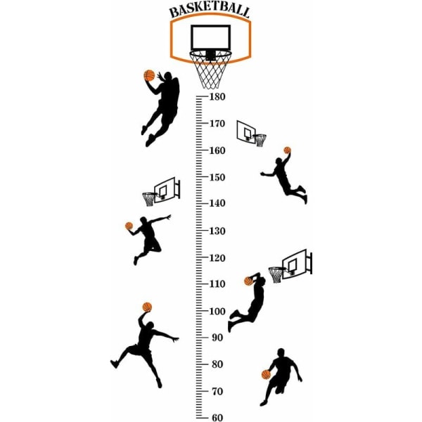 longziming Storlekstillväxtdiagram Set Basketskott Sport Självhäftande storleksdekaler för sovrum (90 x 30)