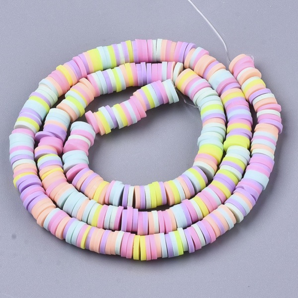 Heishi Pärlor av Polymerlera - 6mm - Mixade färger