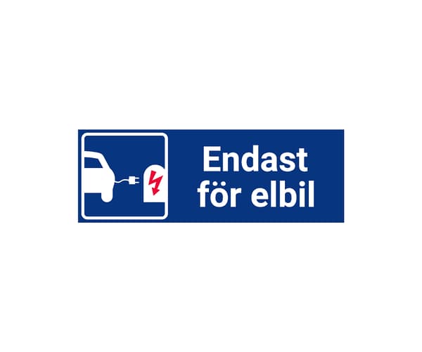 Elbil Parkeringsskylt - 300x105 mm