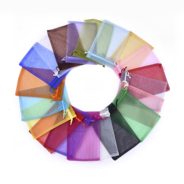 15st Organzapåsar / Presentpåse - Mixade färger - 15x10 cm