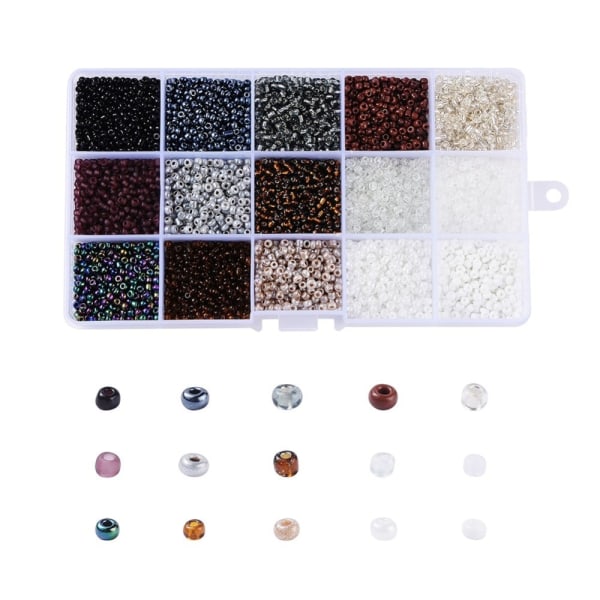 Seed beads i förvaringslåda - 3 mm - 15st nyanser