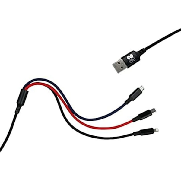 SUBBLIM 3 in 1 Micro USB/Typ C/Lighting 3.0 Kabel 1 m Svart