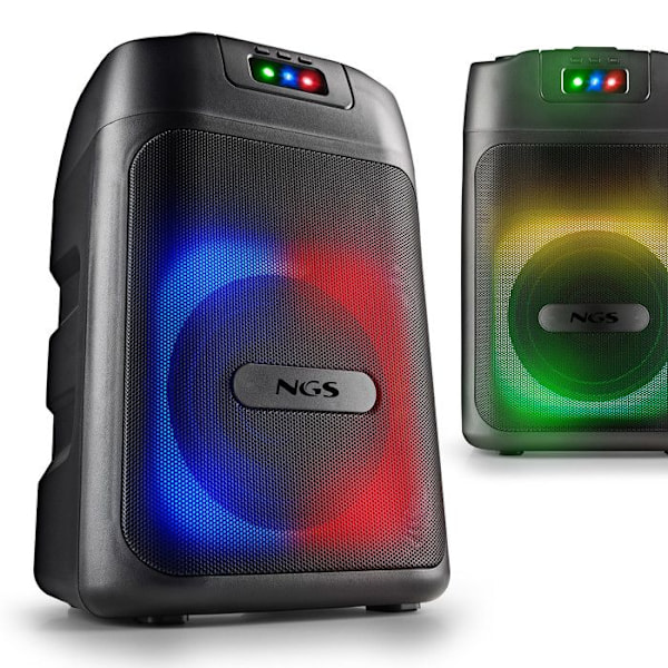 NGS Wild Club – Bärbar Bluetooth-högtalare, 80W ström, TWS, laserljus, dubbla mikrofoningång, USB/AUX/TF-port Svart