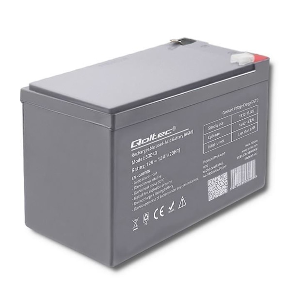 Batteri til bærbar computer - QOLTEC - 53049 - 12V - 12AH - Generisk tilbehør
