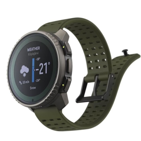 GPS-urheilukello - KORKEUSMITTARI - SUUNTO - PYSTY TITANIUM SOLAR FOREST Näytön halkaisija 49 mm svart och grönt