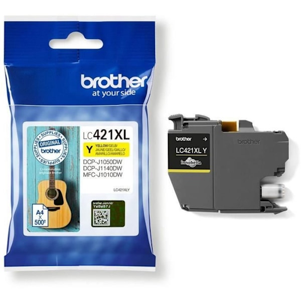 LC421XLY blækpatron - BROTHER - 500 sider gul med høj kapacitet - til DCP -J1050DW, MFC -J1010DW og DCP -J1140DW