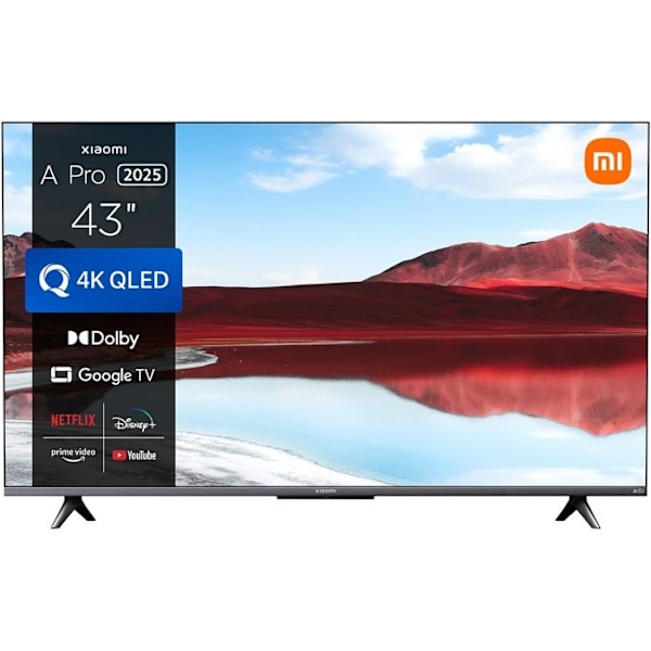 Xiaomi TV A Pro 43 2025 - 4K UHD, Google TV med stemmestyring, Glat visning med MEMC - Dolby Audio, 3 HDMI - 2 USB Grå, Titanium