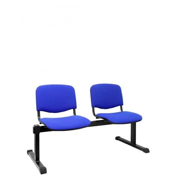 Tvåsits väntbänk med svart järnstruktur - Sits och rygg klädd i blått ARAN-tyg Piqueras y Crespo Model