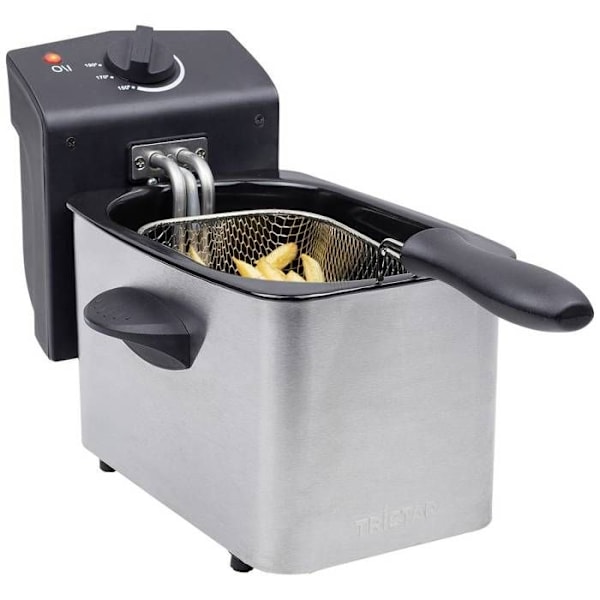 Semi-professionel elektrisk frituregryde TRISTAR FR-6919 - Rustfrit stål - 2L - Justerbar termostat Sort, Rustfrit stål