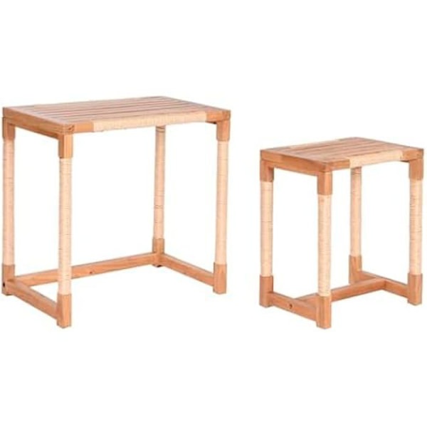 Pöydät - HOME ESPRIT - 2 kpl setti - Luonnonpuu - 60 cm Korkeus - Suorakaiteen muotoinen - Monivärinen Flerfärgad