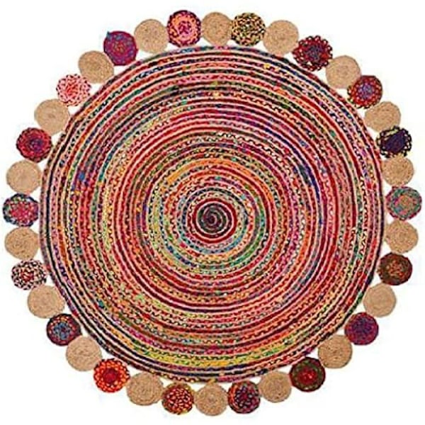 Matta - DKD Heminredning - Flerfärgad - Bomull - Rund - 160 x 160 cm Flerfärgad