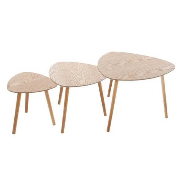Sæt med 3 lav borde - Atmosphera - Mileo - MDF træ - Ask dekoration - Moderne design askfaner