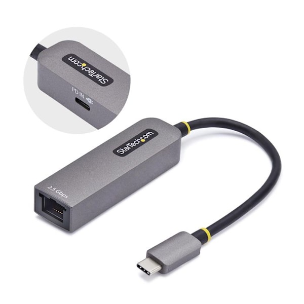 USB-C - Ethernet - STARTECH - 2.5GbE - 100W PD Pass-Through - Yhteensopiva Windows/Mac/Linux Harmaa
