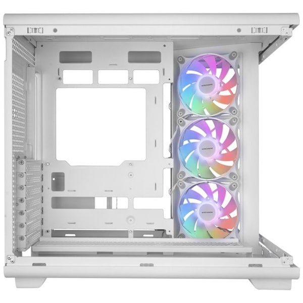 Mars Gaming MC-REV, Gaming Kabinet, Dobbelt hærdet glas, 3 omvendte ARGB-blæsere, Vertikal GPU, 360 mm køling, Hvid