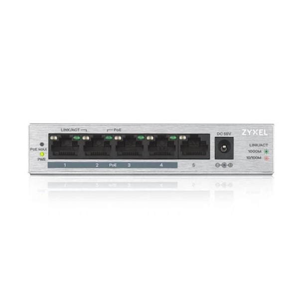 ZYXEL GS1005HP 5-ports Ethernet-switch - 2-lags understøttet - Twisted Pair - Desktop