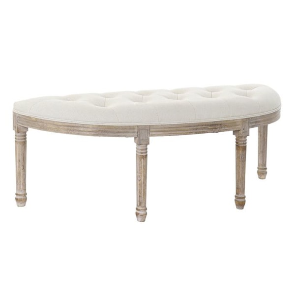 Classic Padding Half-Moon Bench Wood and Polyester Beige beige