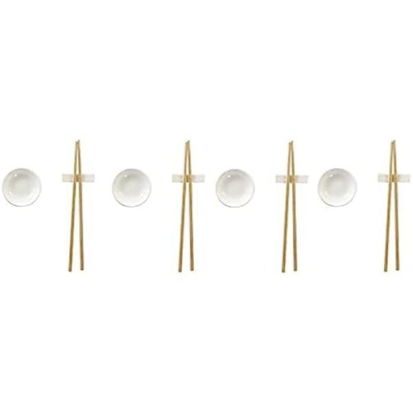 Sushisæt - DKD Home Decor - Standard - Bambus og stentøj - Mål 27,3x20,3 cm - Naturlig hvid farve Färg: Naturvit, färg: Vit