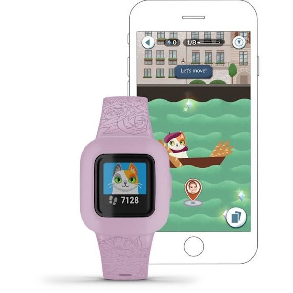GARMIN vivofit junior 3 - Kukallinen, Vaaleanpunainen - Lasten aktiivisuusranneke