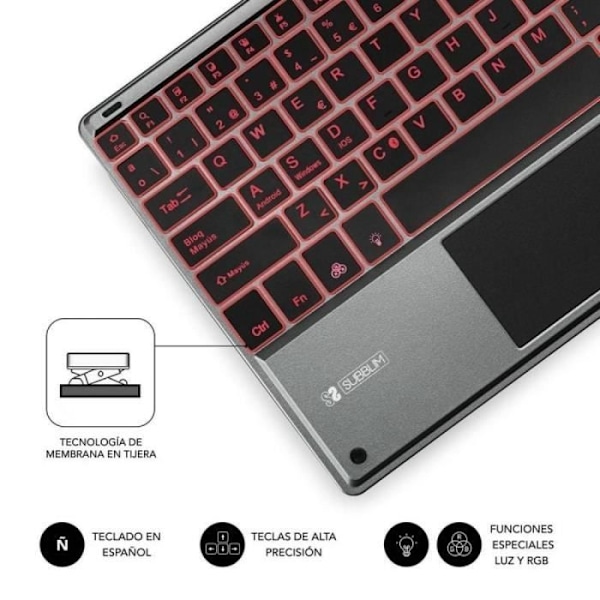 Teclado Compacto Inalámbrico af Bluetooth Subblim Touchpad Smart Blacklit/Gråblå