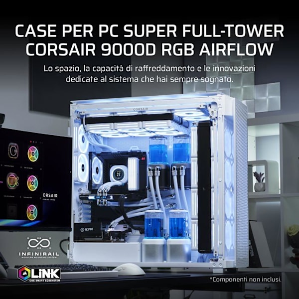 PC-kotelo - CORSAIR - 9000D RGB Airflow - Super-Tower - InfiniRail-järjestelmä - Optimoitu ilmankierto