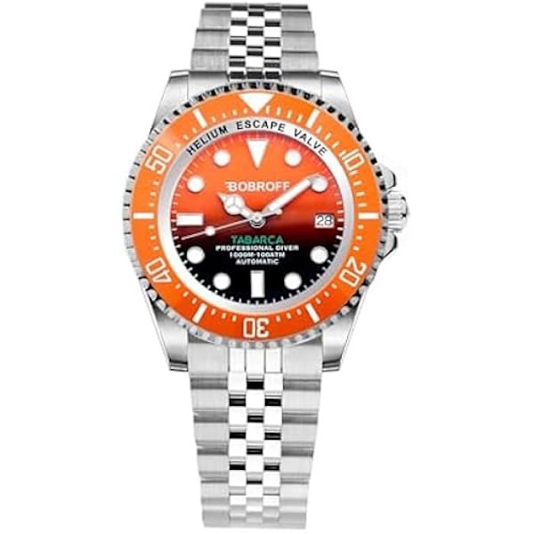 Bobroff - Diver Professional automatisk herreur til dykning 1000 m, Orange, 42 mm, heliumventil BF0004bn-BFSTJ, orange, 42 mm Orange