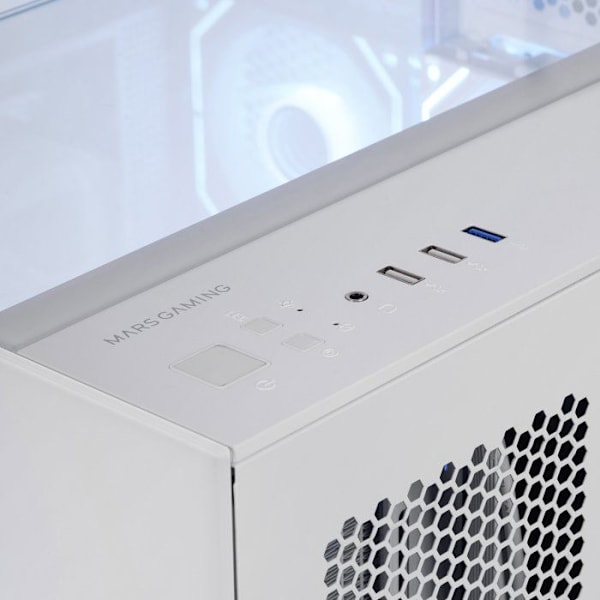 Mars Gaming MC-Vision ATX-kabinet Triple Temperet Glas Rammefri Dobbelt Kammer Design USB 3.0 Hvid