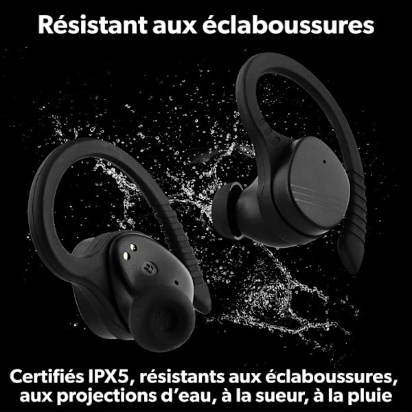 T'nB - Trådlösa hörlurar, Bluetooth sporthörlurar, in-ear, pekkontroll, 30 timmars batteritid, integrerad mikrofon – Svart