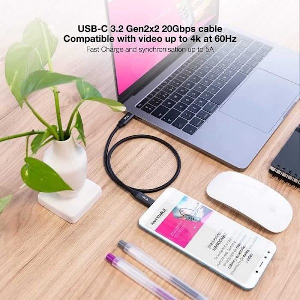 NanoCable Nanokaapelikaapeli 10.01.2101 1 m USB-C-kaapeli 7 mm lataus- ja tiedonsiirto musta johto älypuhelimille