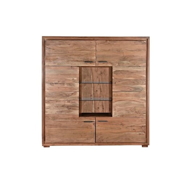 Glas- og akacieskab DKD Home Decor kastanj