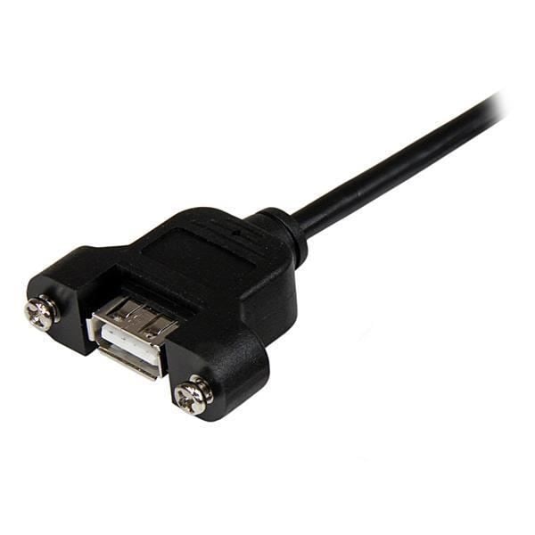 USB 2.0 panelmontering / Trunking A til A kabelforlænger - STARTECH - 60 cm - Dobbelt skærmet - Sort