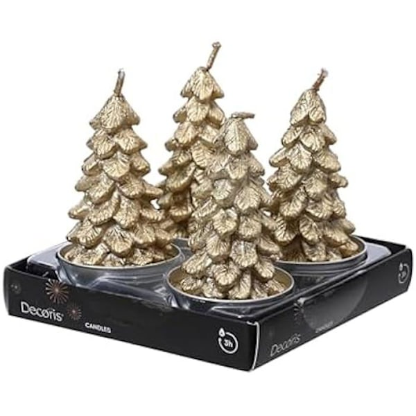 Granformade värmeljus - KAEMINGK - Set om 4 - 7 cm - Guld - Doftfritt gyllene