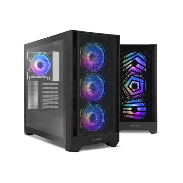 Nox Hummer PLASMA Mid Tower ARGB Frontal Udskiftelig og Tempereret Glas USB-C Sort Sort