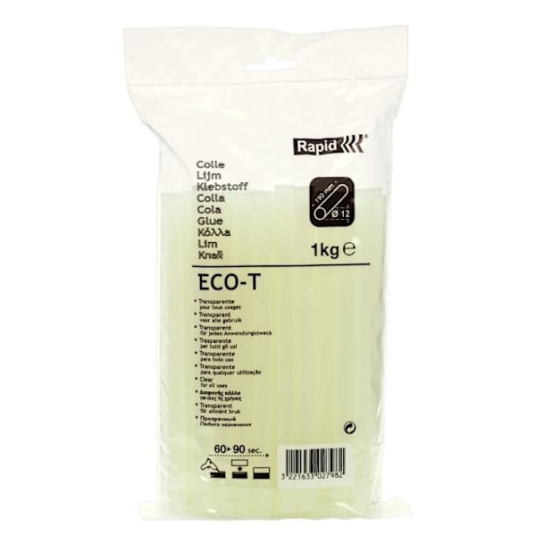 Hurtige 12 mm ECO-T limstifter Transparent