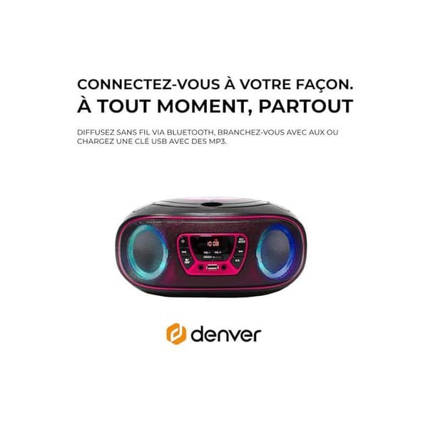 Bluetooth-kaiutin - Denver - TCL-212BT - Vaaleanpunainen - Stereo - AUX, USB, CD rosa