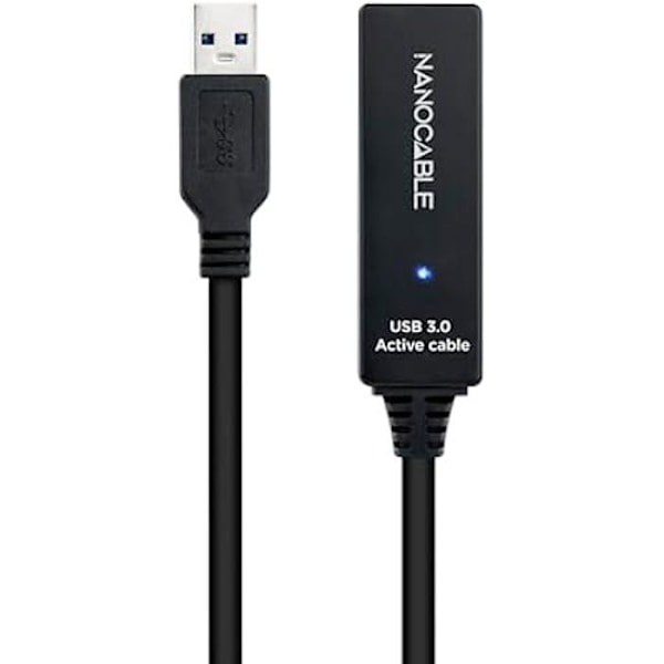 NanoCable 10.01.0312 - USB 3.0 förlängningskabel med förstärkare, typ A/M-A-A/F, 10m
