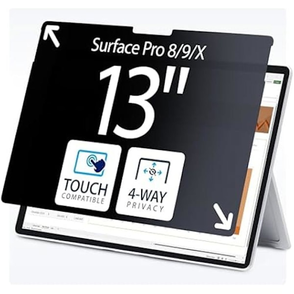 StarTech.com 4-Vejs Privatlivsfilter til Surface Pro 8/9/X 13", til Portræt/Landskab, Beskyttelsesskærm, +/-