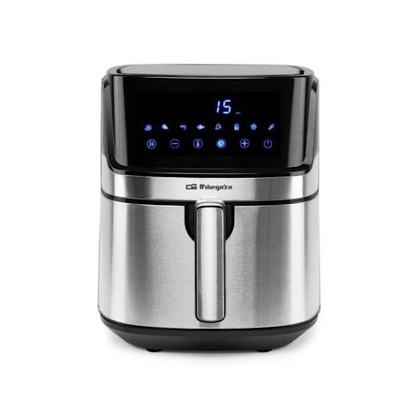 Orbegozo FDR 67 luftfritøse i rustfrit stål / sort med en kapacitet på 5,5 liter, en effekt på 1700W, en Svart