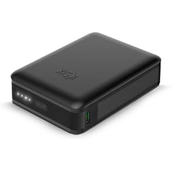 Powerbank Ksix Mini Lithium Polymer 10 000 mAh 10 W USB-A till USB-C-kabel medföljer Simultan Charging Black (Nano, 10 000 mAh) Svart