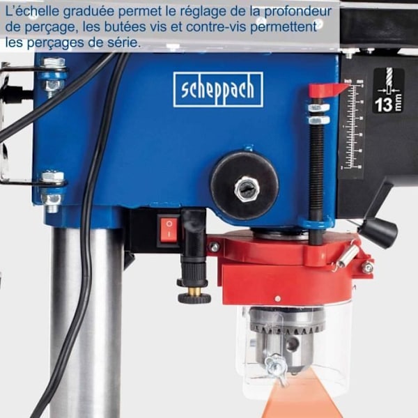 Søjlebor - SCHEPPACH - DP16VLS - 500W - Indbygget laser Blå