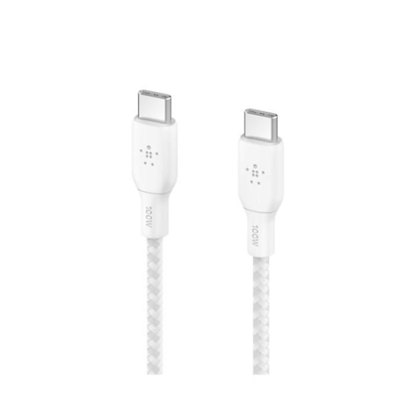 100w USB-C til USB-C flettet kabel 3M Hvid