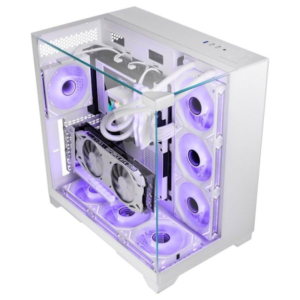 Mars Gaming MC-Vision ATX-kabinet Triple Temperet Glas Rammefri Dobbelt Kammer Design USB 3.0 Hvid