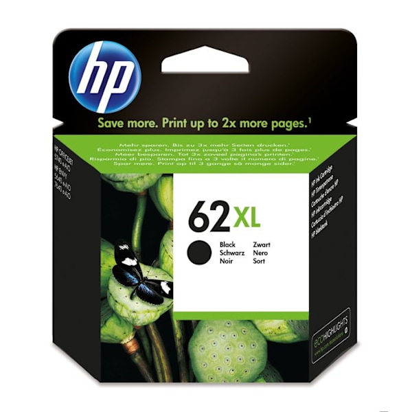 HP 62XL blækpatron - Sort - Høj ydelse - Til HP Envy 5540, 5640, 5660, 7640 - 600 sider