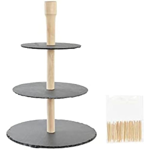 Förrättsbricka - DKD Home Decor - Estándar - Flerfärgad - Bambu och skiffer - 29 x 30 x 30 cm Flerfärgad
