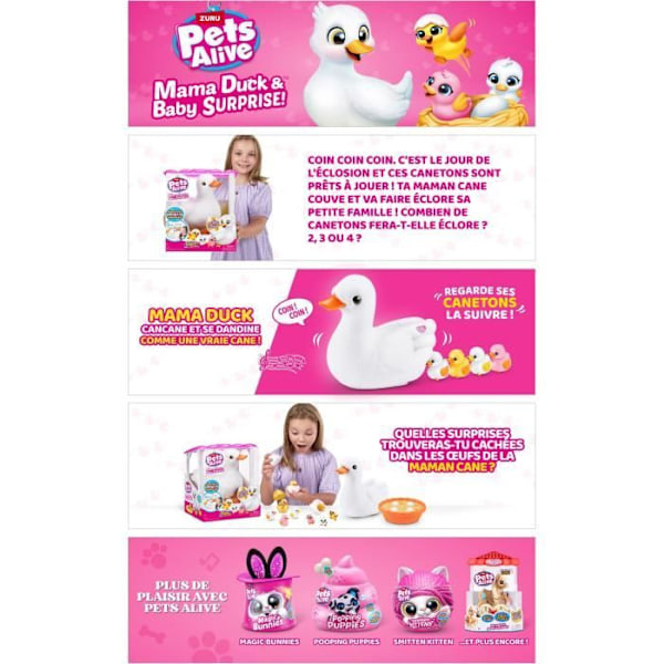 Interaktiv leksak - ZURU - Mama Duck - Interaktiva ankungar som följer sin mamma med överraskningar att upptäcka Flerfärgad