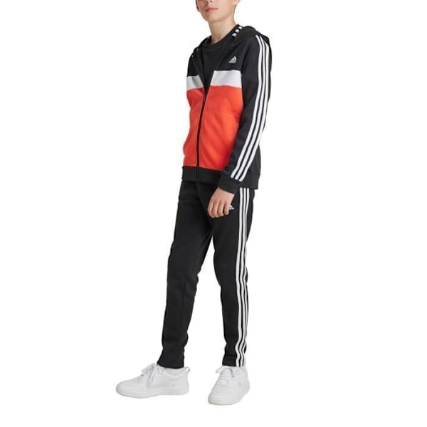 Barnträningsdräkt - Adidas - Tiberio 3-Stripes - Färgblock Svart - Långa Ärmar - Andas Svart 15-16 år gammal